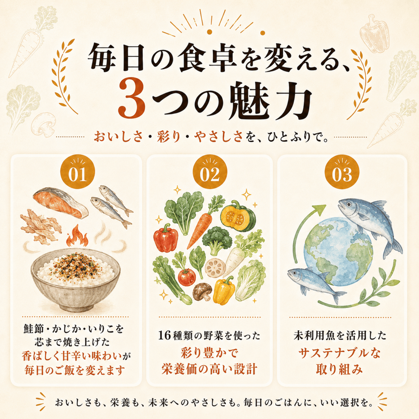 しゃけをの魚と野菜のふりかけ